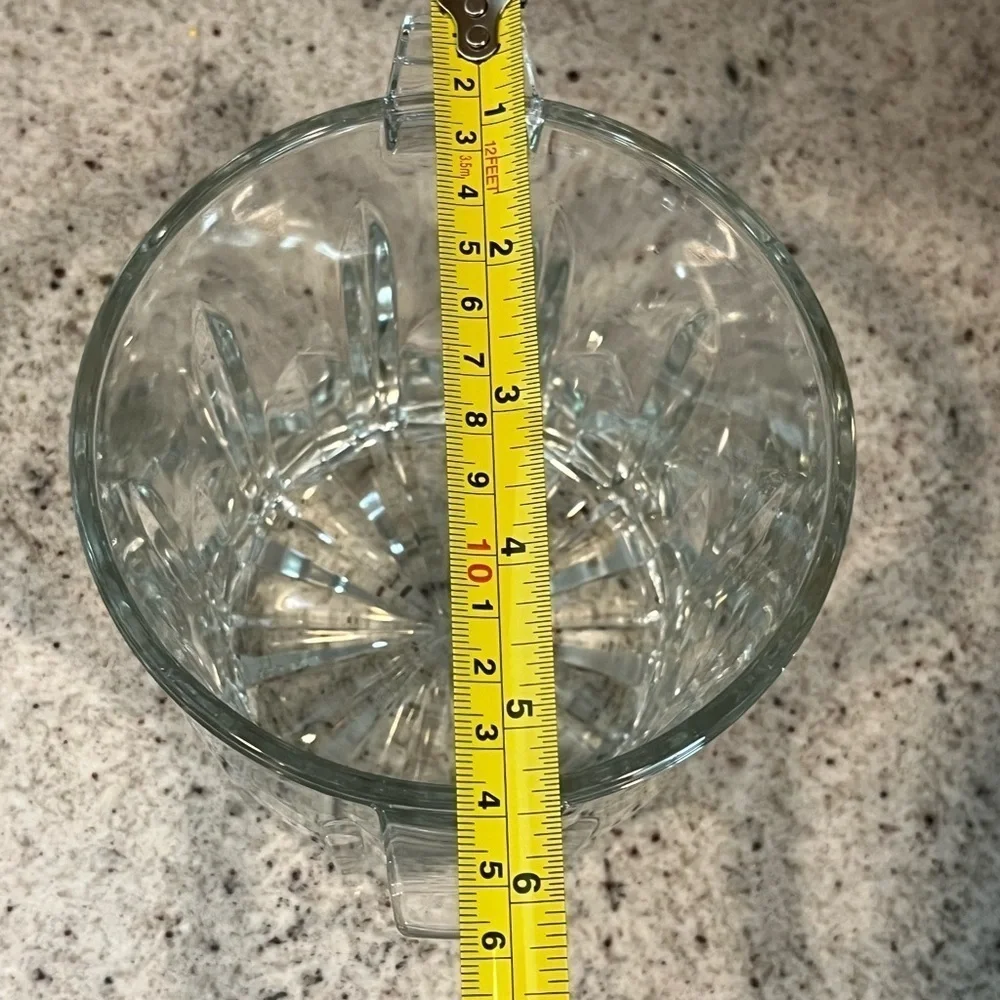 Italian Crystal Glass Mini Ice Bucket Removable Silver-Plated Bit Handle MCM